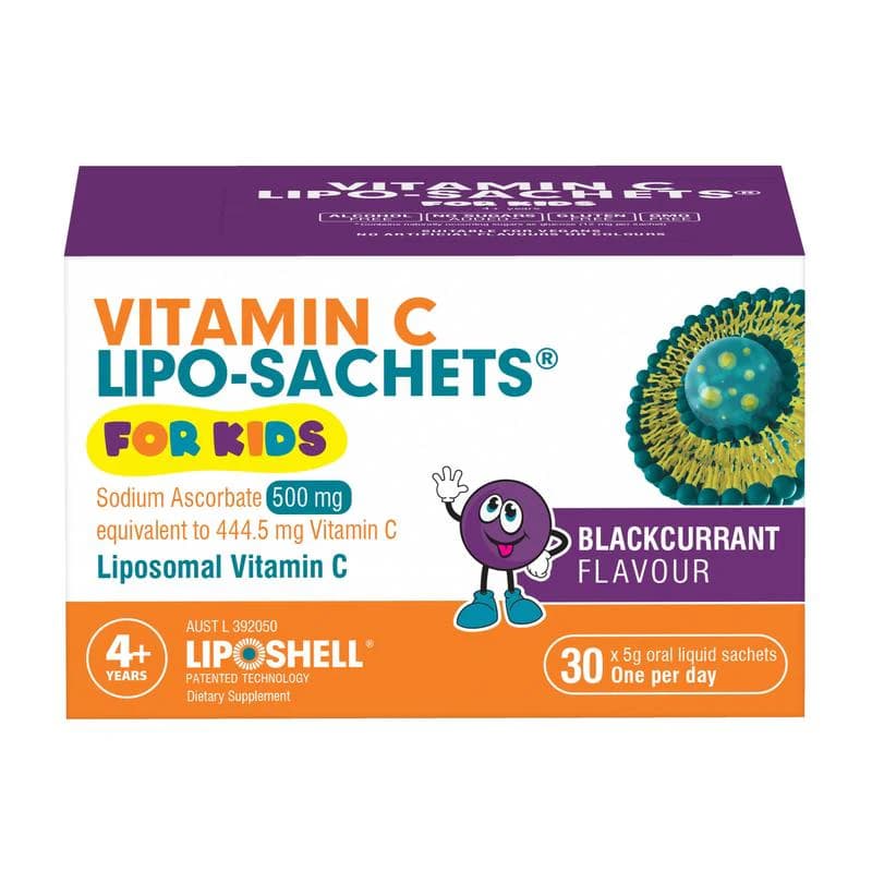 Lipo-Sachets Vitamin C For Kids Blackcurrant Sachets 30s