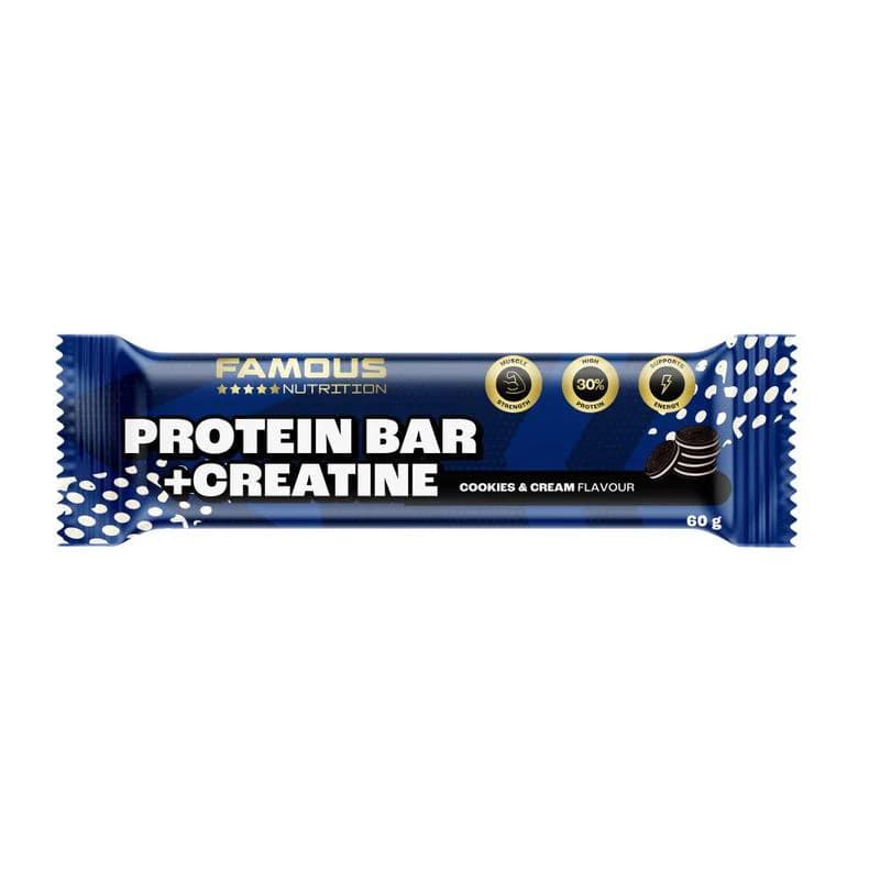 Famous Nutrition Creatine Protein Bar Cookies & Cream 60g