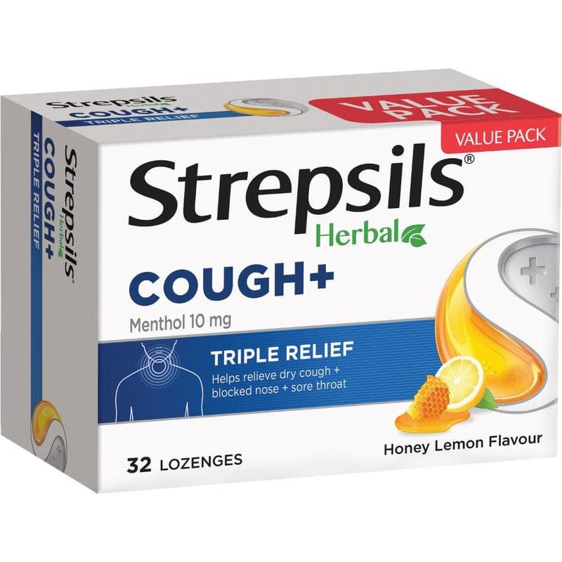 Strepsils Lozenges Herbal Cough Honey Lemon 32s