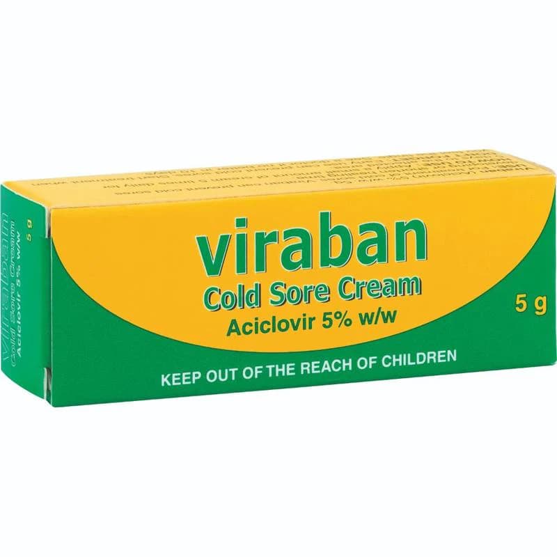 Viraban Cold Sore Cream Aciclovir 5% w/w 5g